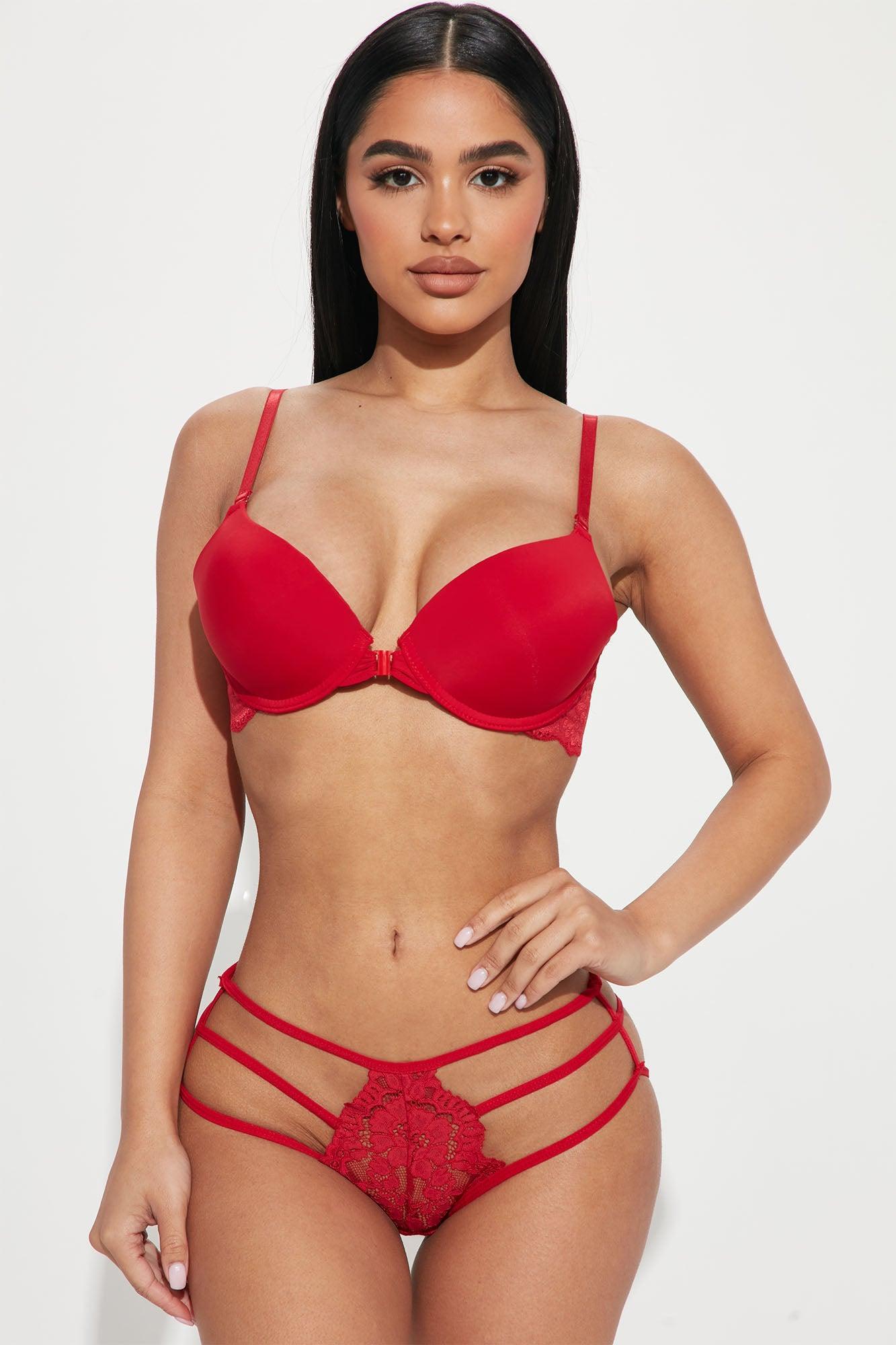 Take A Bow Lace Strappy Panty - Red Product Image