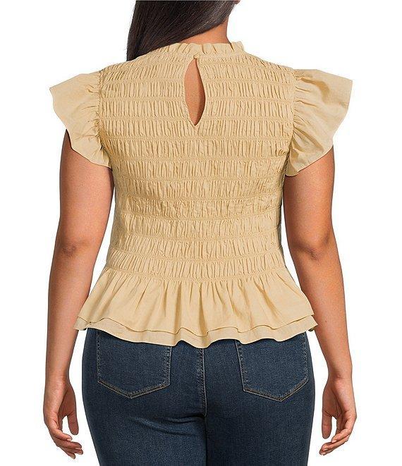 Sugarlips Plus Size Flutter Sleeve Smocked Woven Blouse Product Image