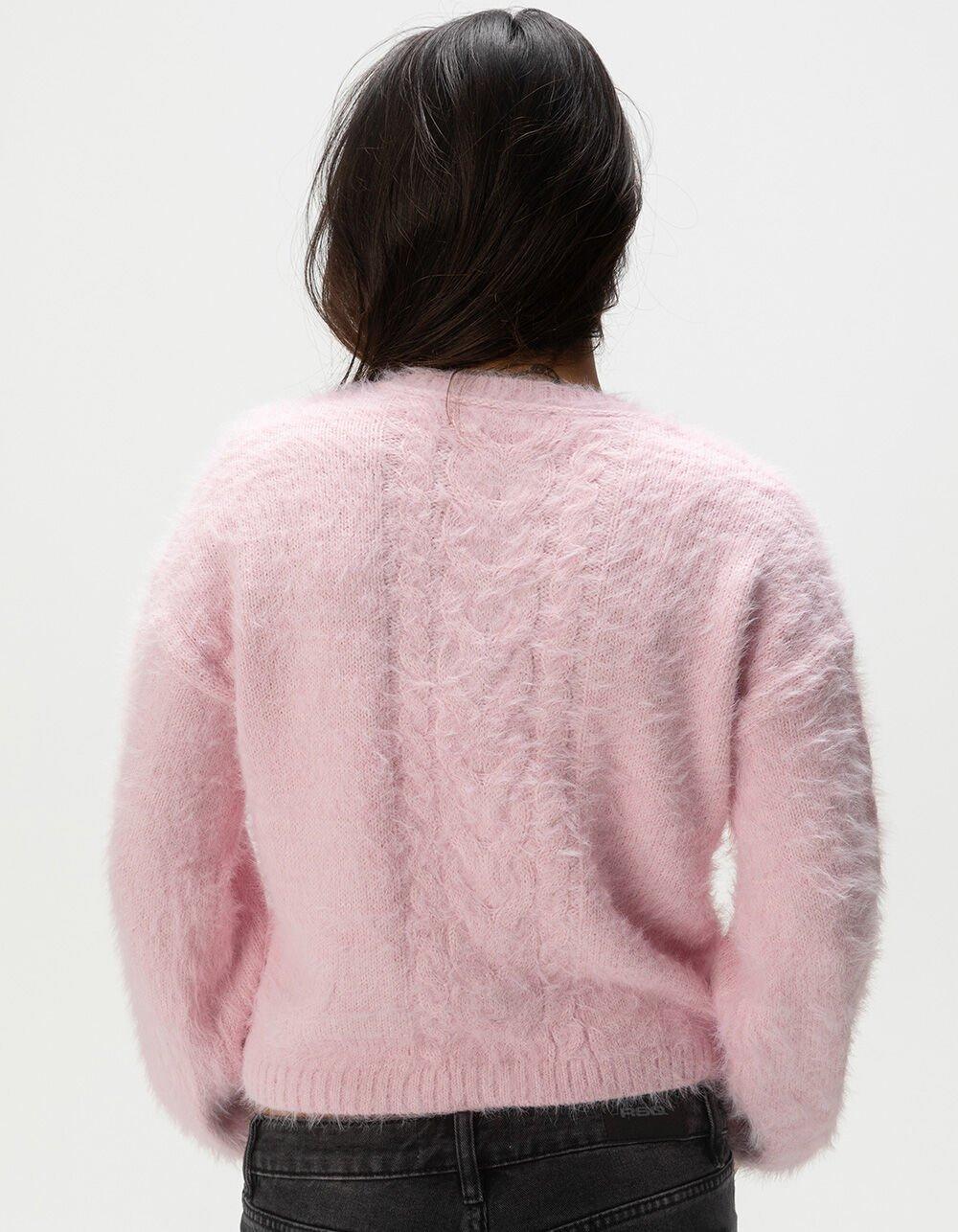 RSQ Womens Cable Fuzzy Cardigan - PINK Product Image