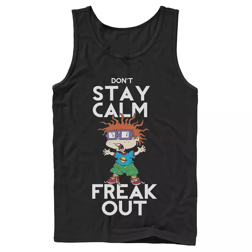 Men's Nickelodeon Rugrats Chuckie Don't Stay Calm Freak Out Graphic Tank Top, Size: Large, Black Product Image