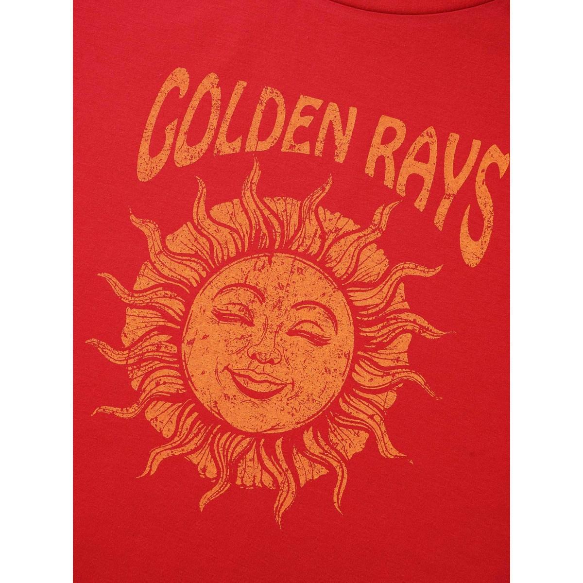 Plus Size Sun Print Round Neck Sweatshirt Women Brightred Elegant Non Round Neck Everyday Sweatshirts BloomChic 28/5X Product Image