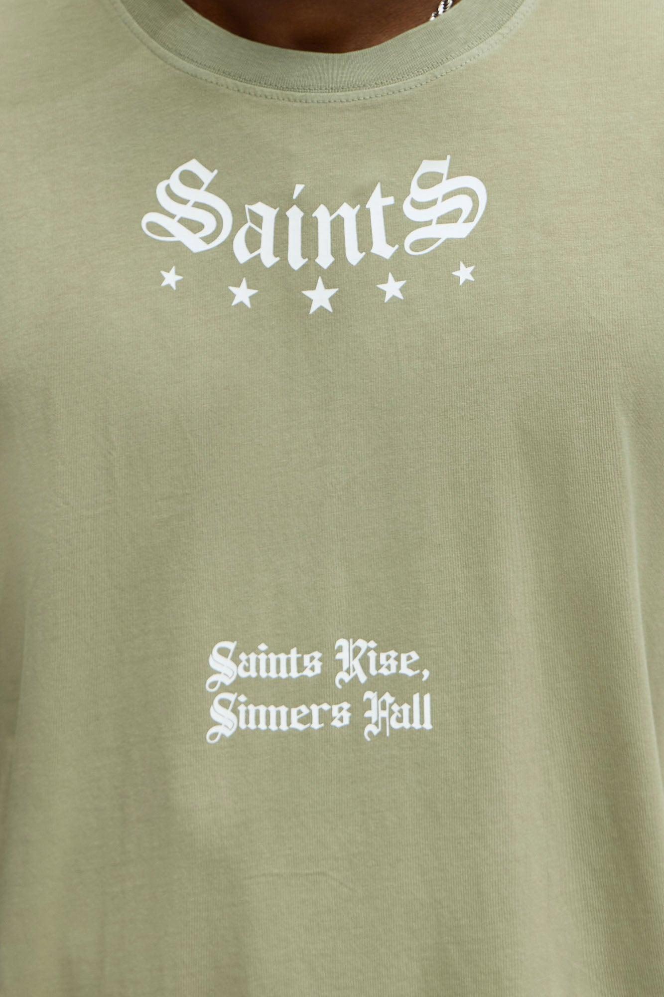 Saints Rise Saints Fall Oversized Short Sleeve Tee - Olive Product Image