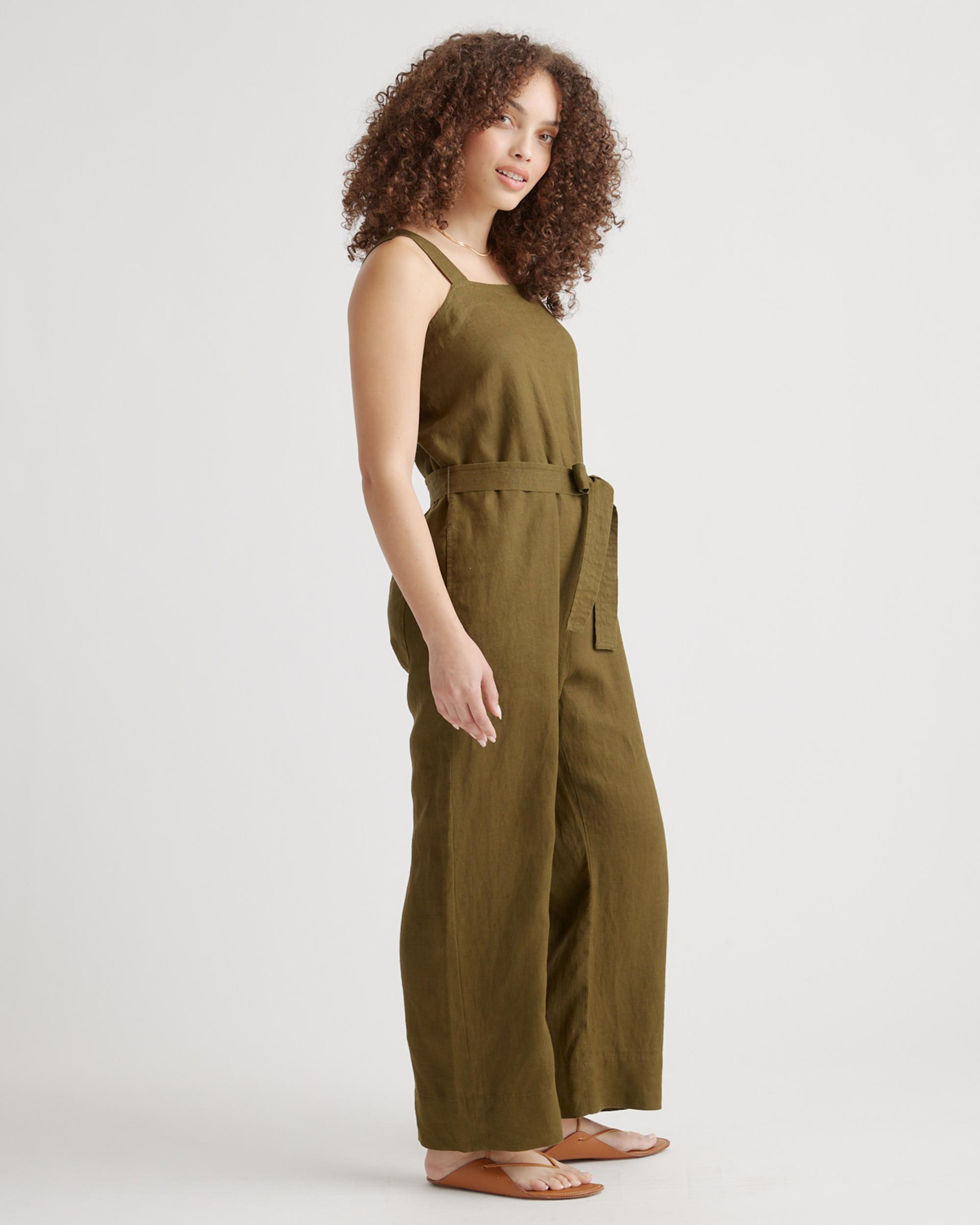Quince | Women's 100% European Linen Square Neck Jumpsuit Size XL Product Image