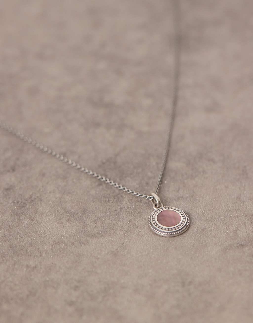 ASOS DESIGN sterling silver necklace with black round pendant in silver Product Image