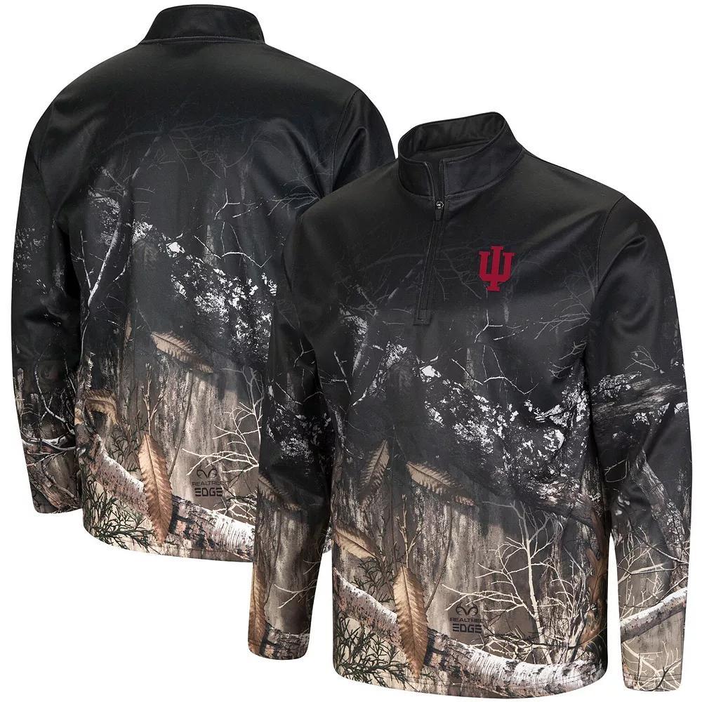Men's Colosseum Black/Realtree Camo Indiana Hoosiers Creek Quarter-Zip Jacket, Size: Medium Product Image