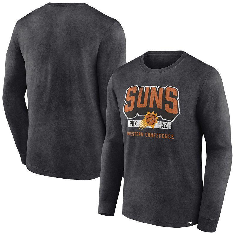 Men's Fanatics Branded Heather Charcoal Phoenix Suns Front Court Press Snow Wash Long Sleeve T-Shirt, Size: 2XL, Phx Charco Product Image