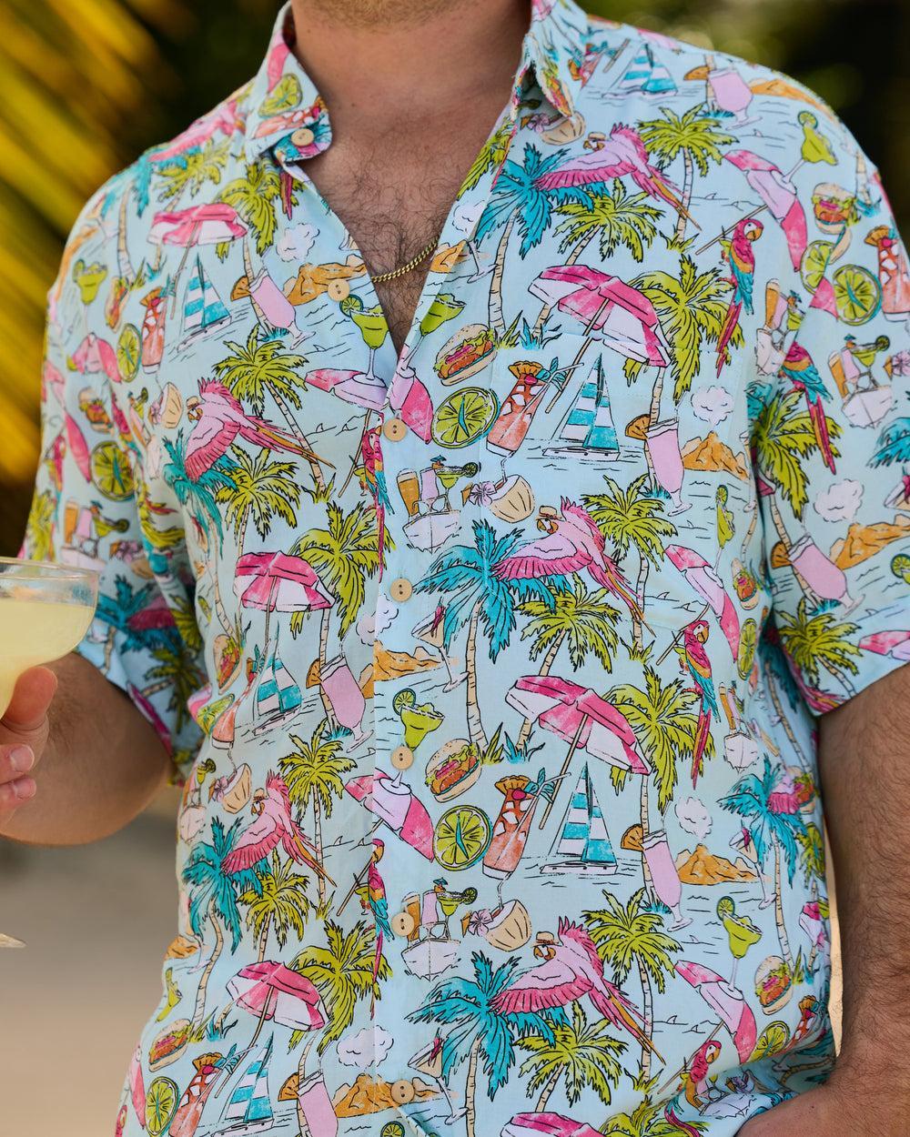 Margaritaville by Kenny Flowers - Welcome to Margaritaville – Ocean Blue – Short Sleeve Shirt Product Image