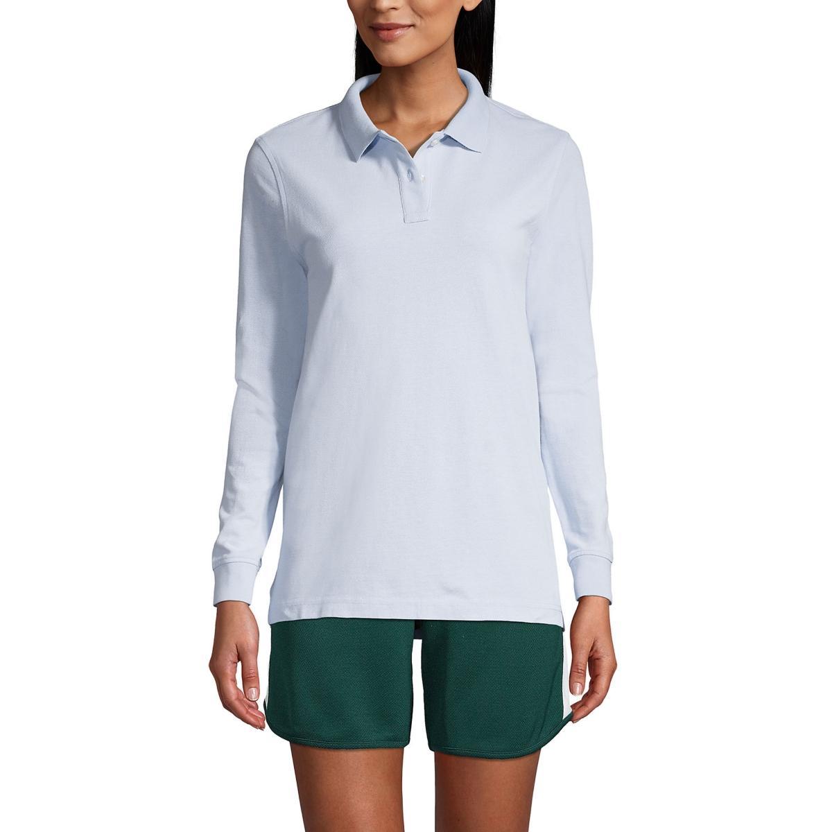 Womens Tall Lands End School Uniform Long Sleeve Mesh Polo Shirt Product Image