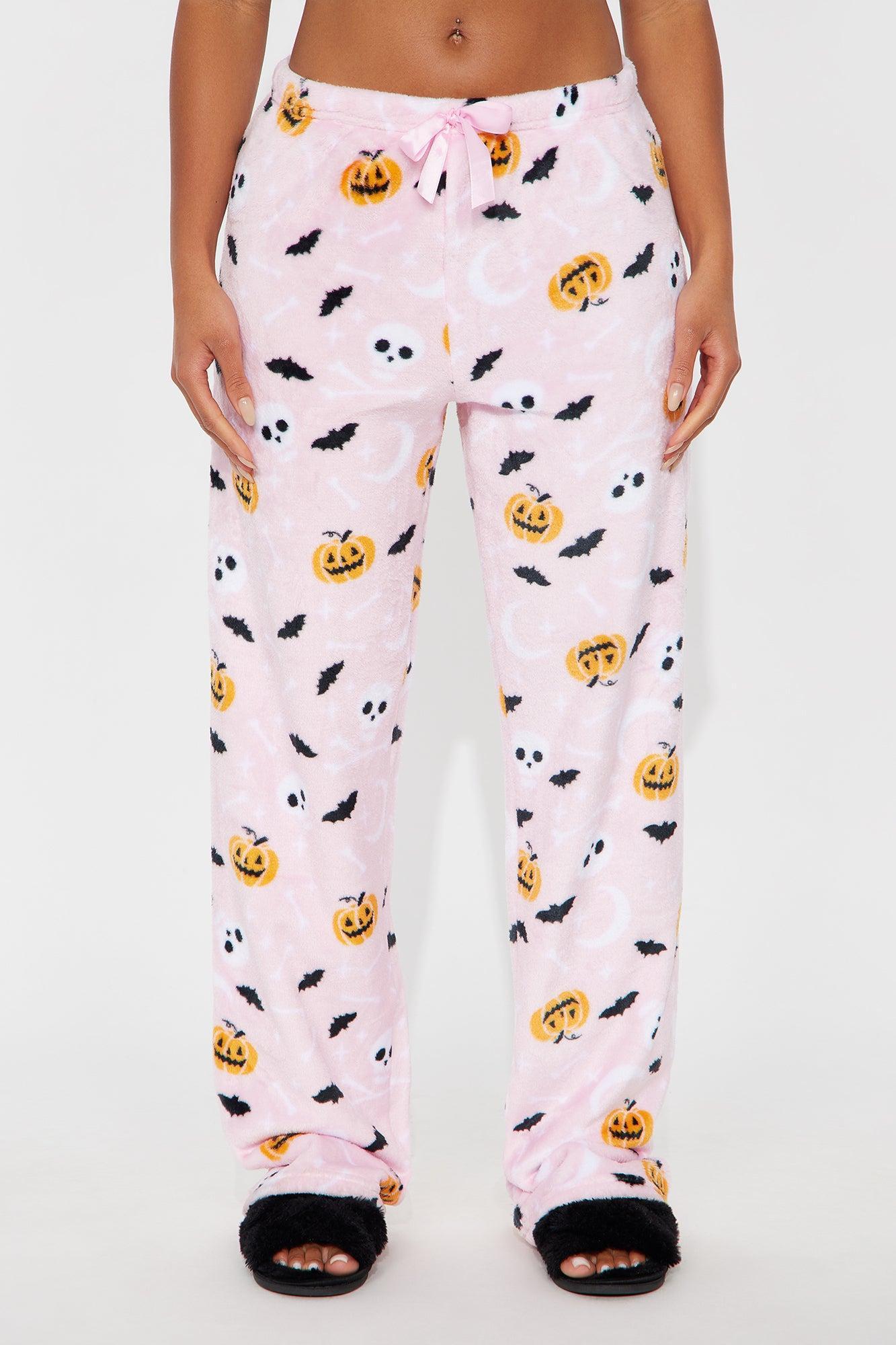 Feeling Spooky Halloween Plush PJ Pants - Pink/combo Female Product Image