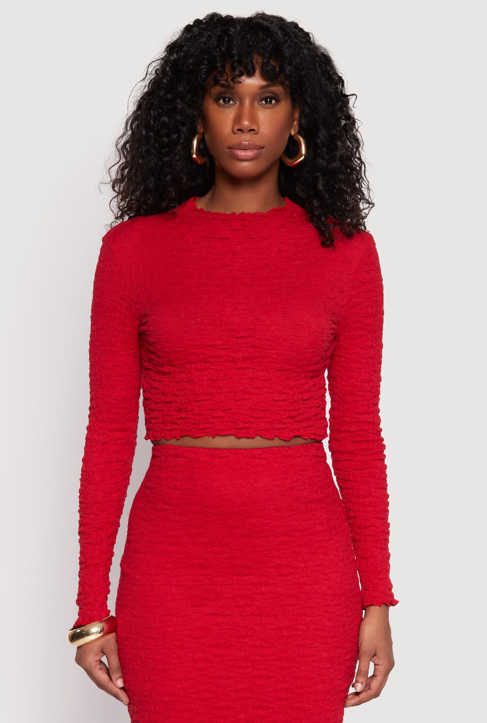 Womens Almost Famous Textured Knit Crop Top Product Image