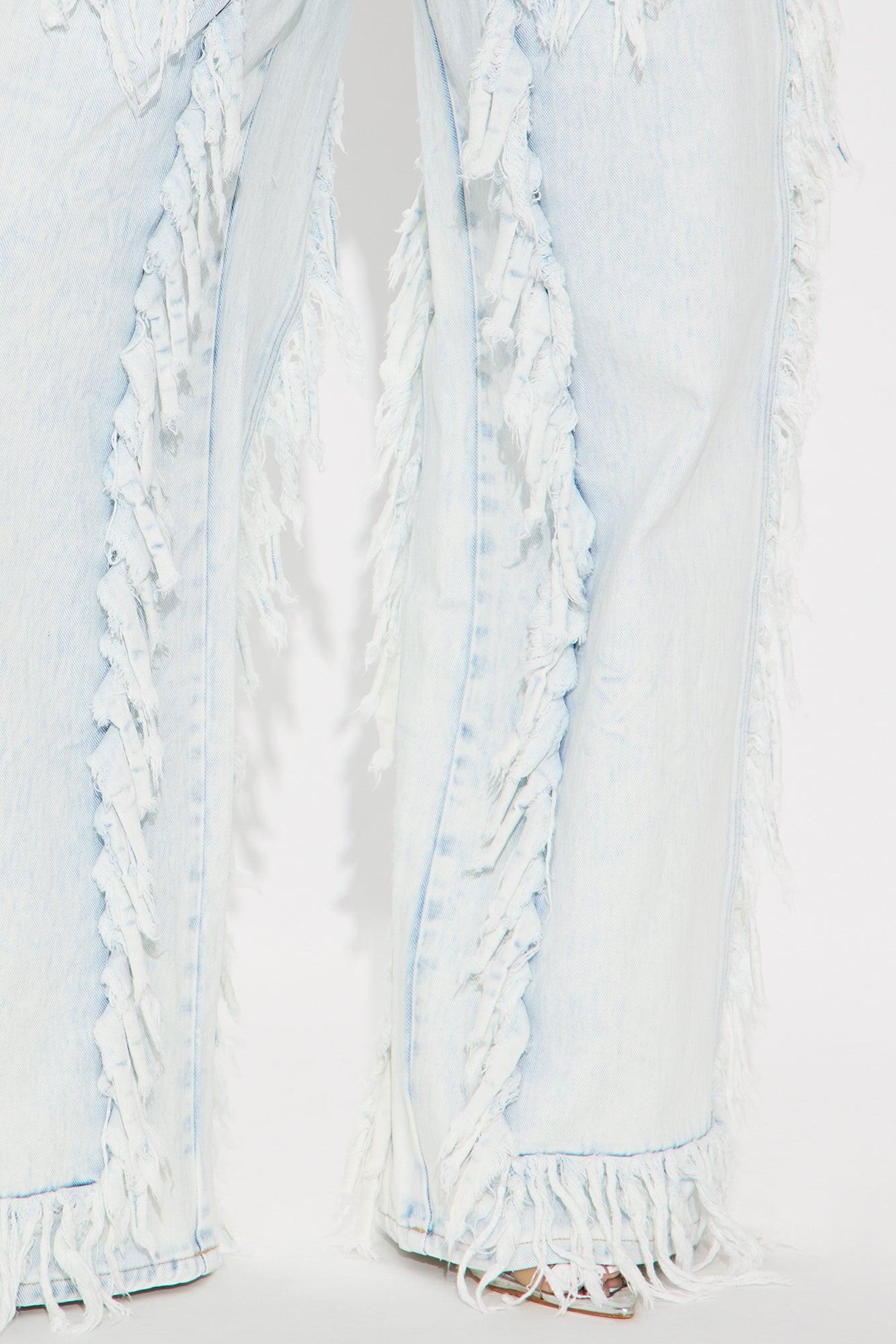 On The Fringe Non Stretch Wide Leg Jeans - Medium Wash Product Image