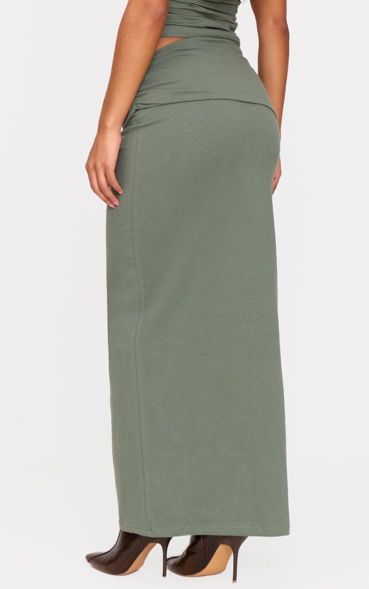 Sea Green Foldover Cotton Maxi Skirt Product Image