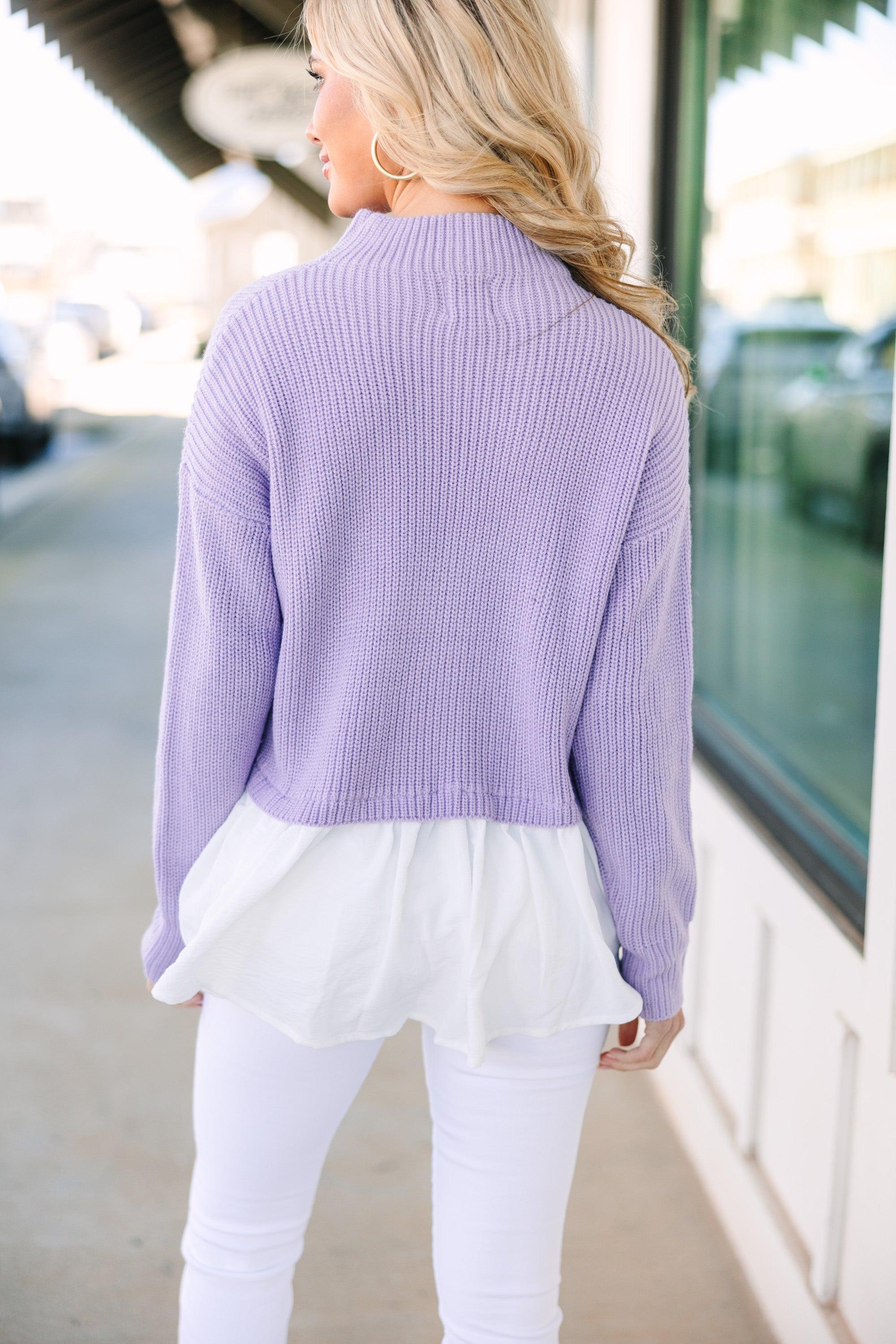 Focus On You Lavender Purple Layered Sweater Female Product Image