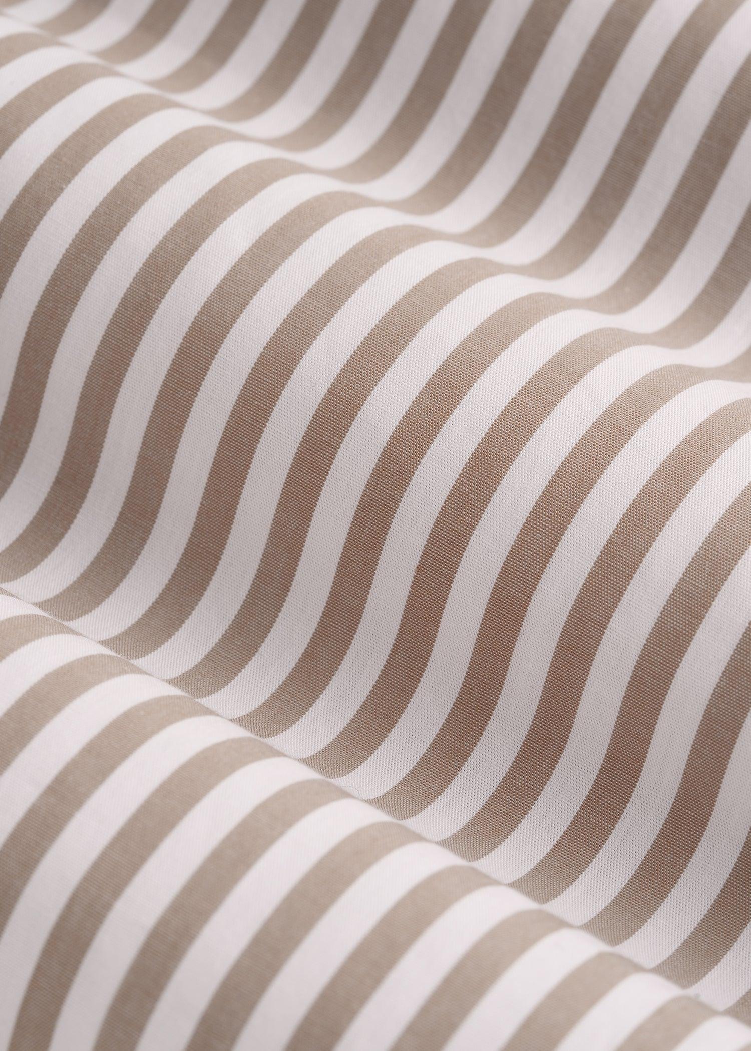 Relaxed Poplin Button-Up Shirt for Tall Women in Brown and White Stripe Product Image