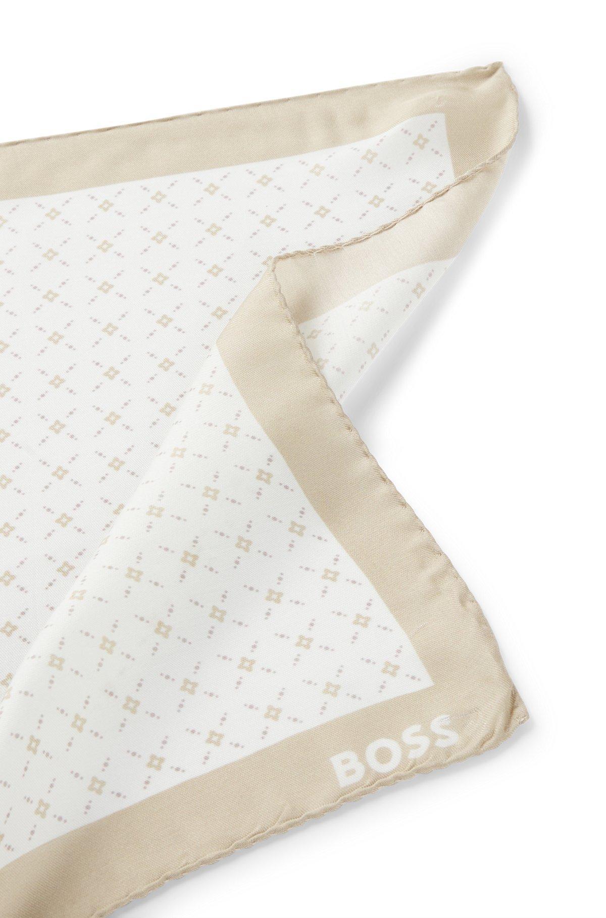 Printed pocket square with logo border Product Image