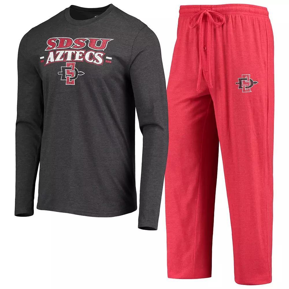 Men's Concepts Sport Cardinal/Heathered Charcoal San Diego State Aztecs Meter Long Sleeve T-Shirt & Pants Sleep Set, Size: XL, Sds Red Product Image
