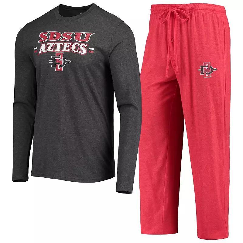 Men's Concepts Sport Cardinal/Heathered Charcoal San Diego State Aztecs Meter Long Sleeve T-Shirt & Pants Sleep Set, Size: XL, Sds Red Product Image