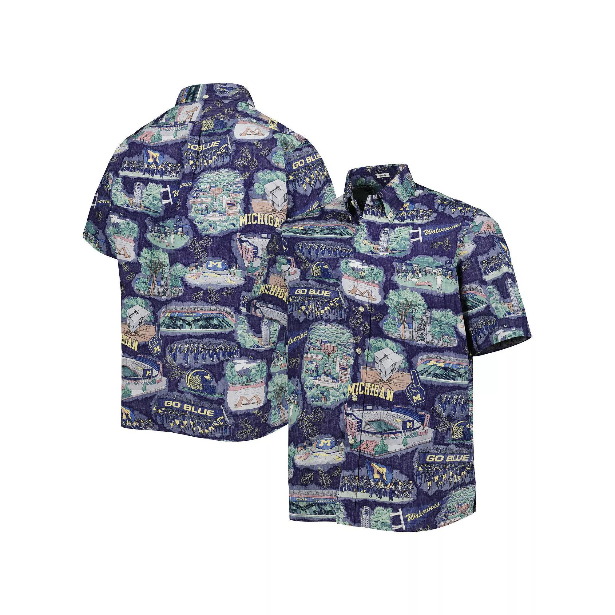Men's Reyn Spooner Navy Michigan Wolverines Scenic Button-Down Shirt, Size: XL, Blue Product Image