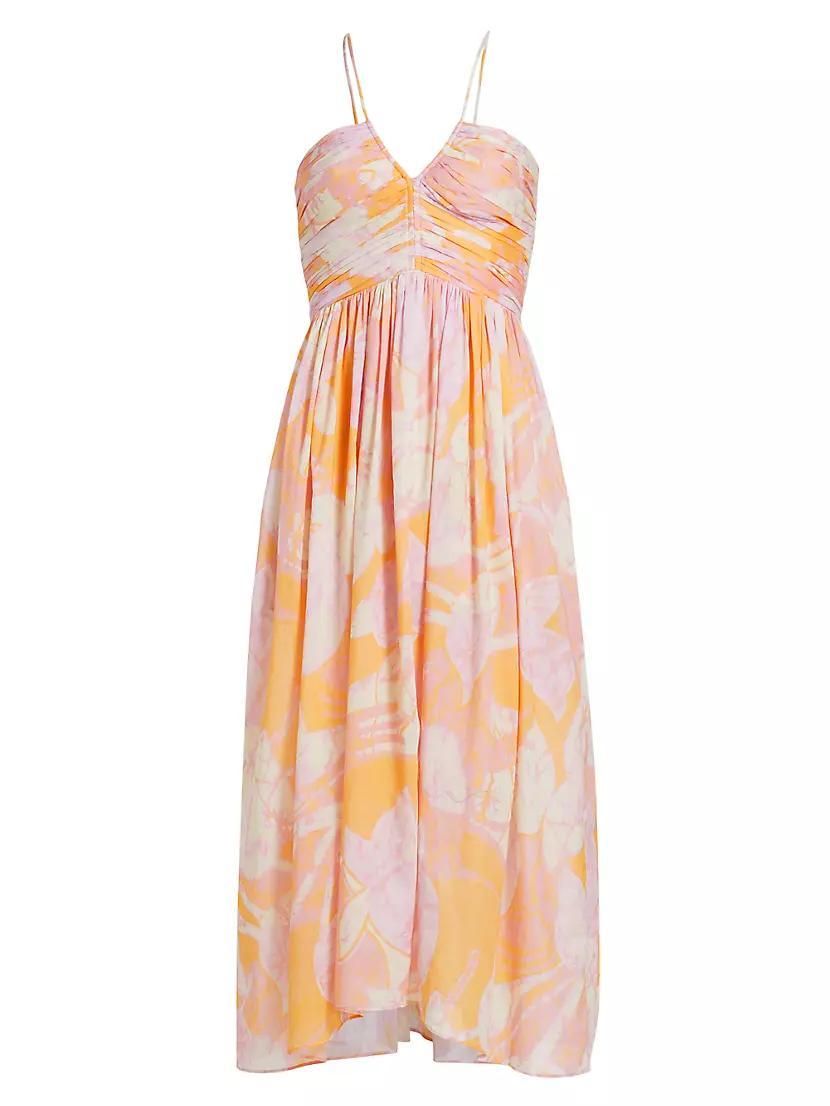 Womens Rumi Botanical Pintuck Midi-Dress Product Image