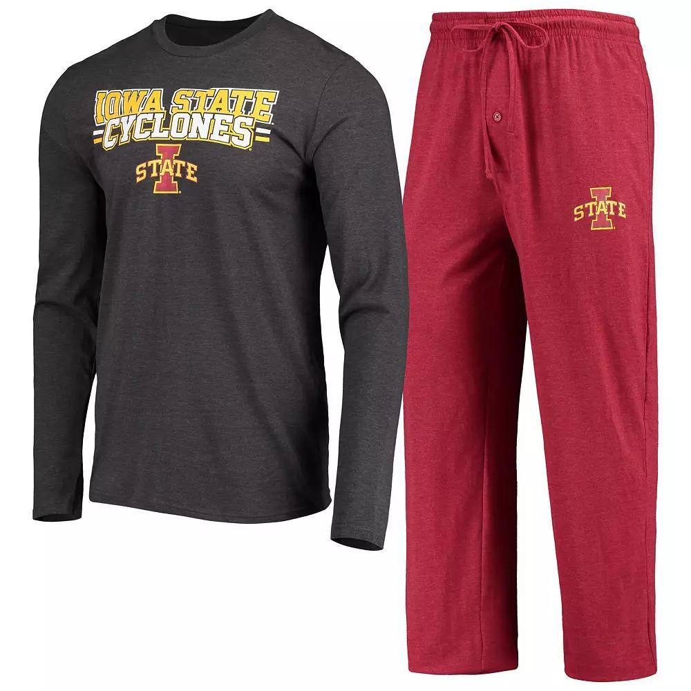Men's Concepts Sport Cardinal/Heathered Charcoal Iowa State Cyclones Meter Long Sleeve T-Shirt & Pants Sleep Set, Size: Medium Product Image
