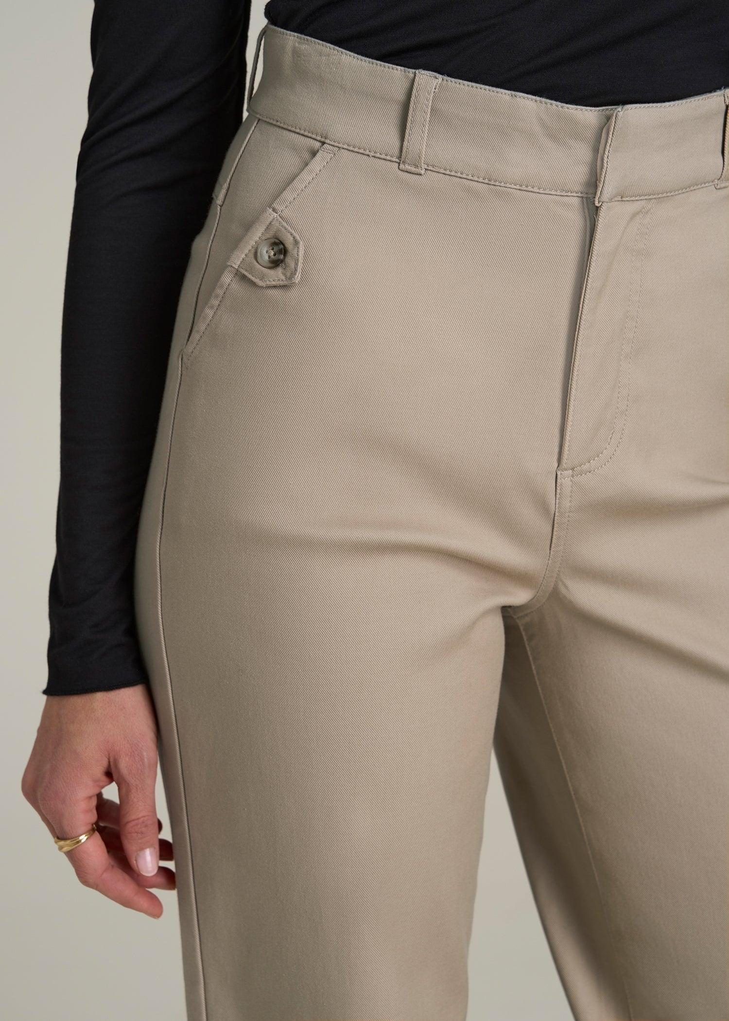 Stretch Twill Wide Leg Pant for Tall Women in Light Khaki Female Product Image