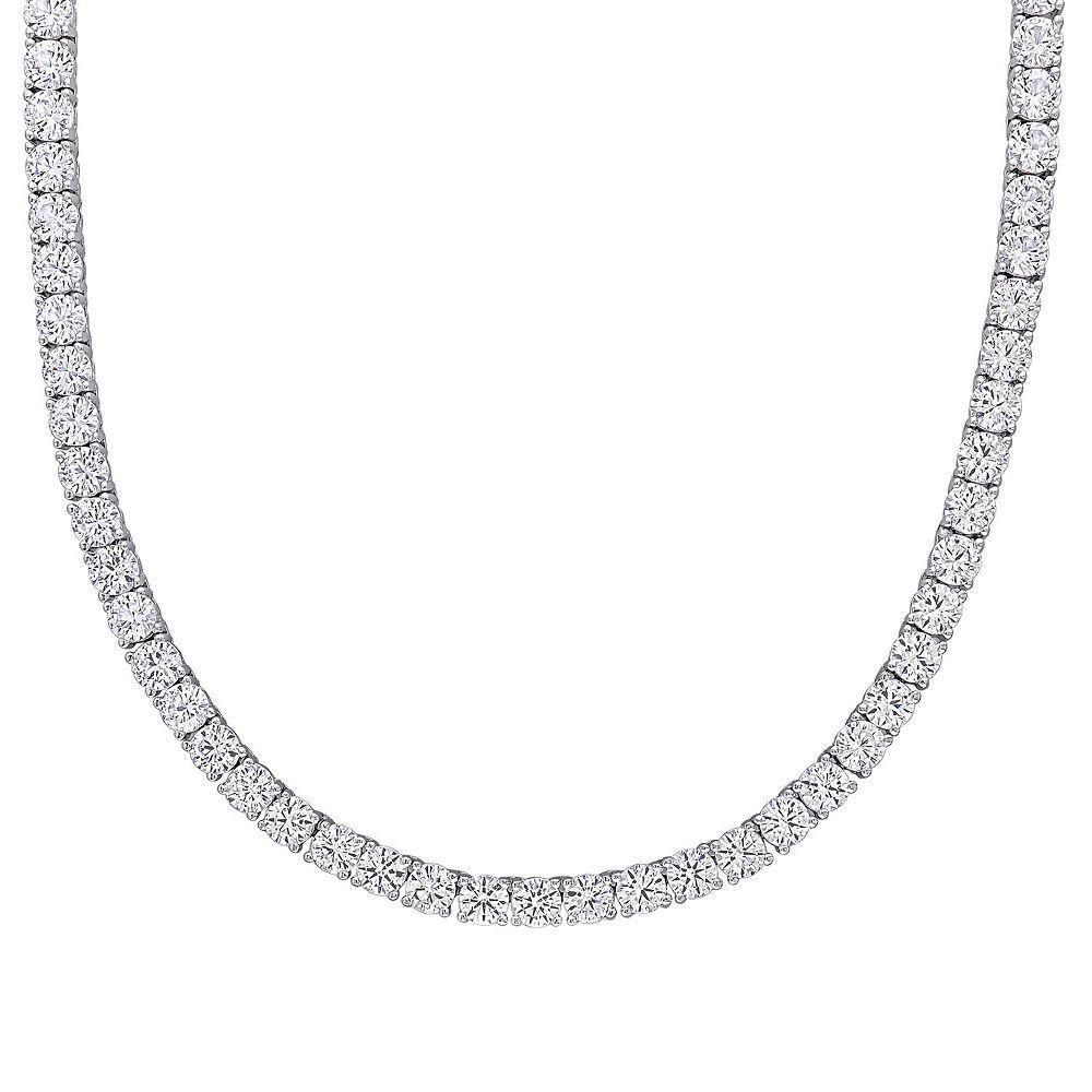 Stella Grace Sterling Silver Lab-Created White Sapphire Tennis Necklace, Women's, Size: 17" Product Image