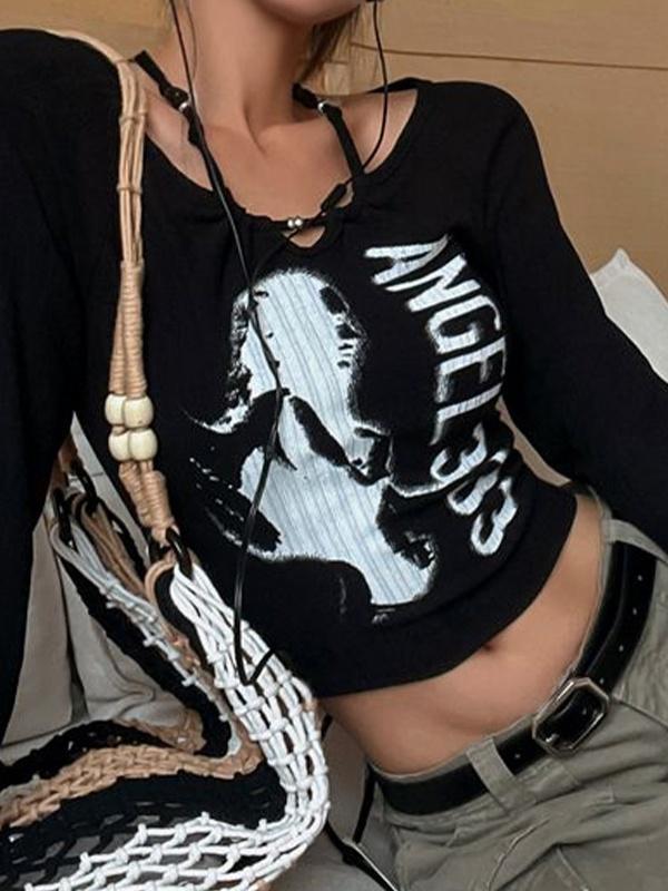 Print Halter Slim Knit Top Product Image