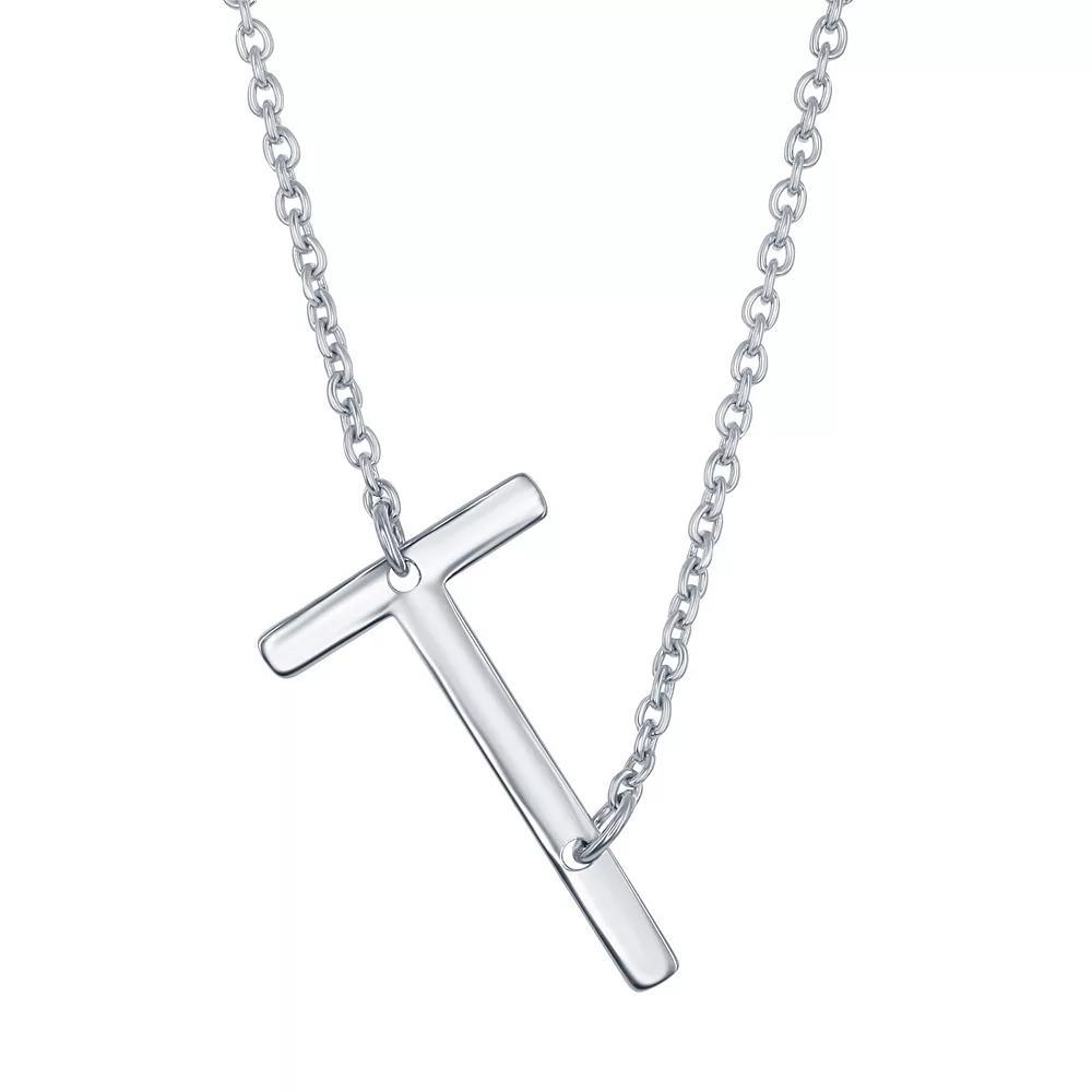 Sterling Silver Sideways Initial Necklace, Womens Sterling B Product Image