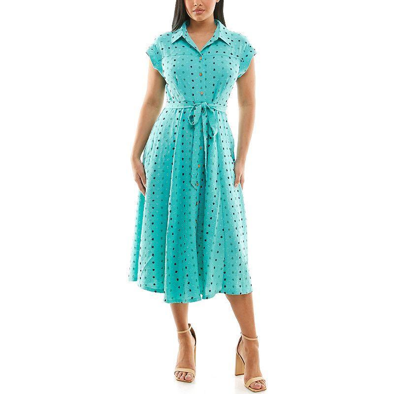 Women's Nina Leonard Collared Button Front Shirt Dress, Size: Small, Camel Team Product Image