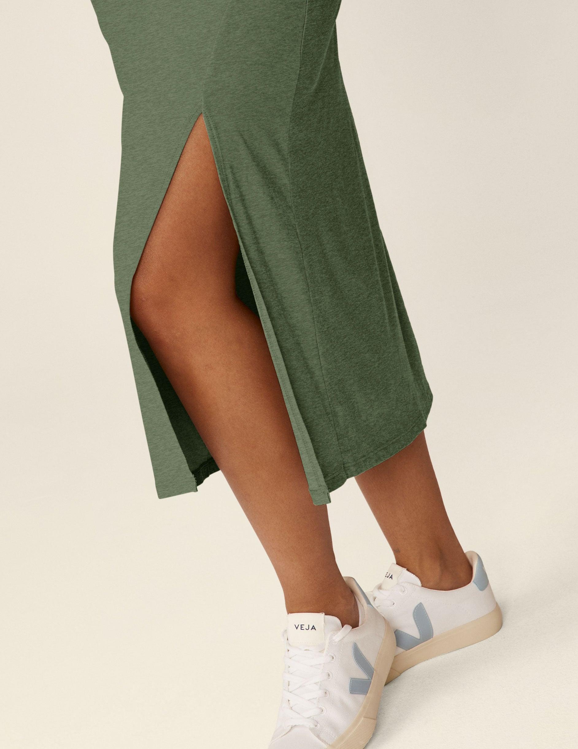 Featherweight Square Neck Slit Midi Dress Product Image