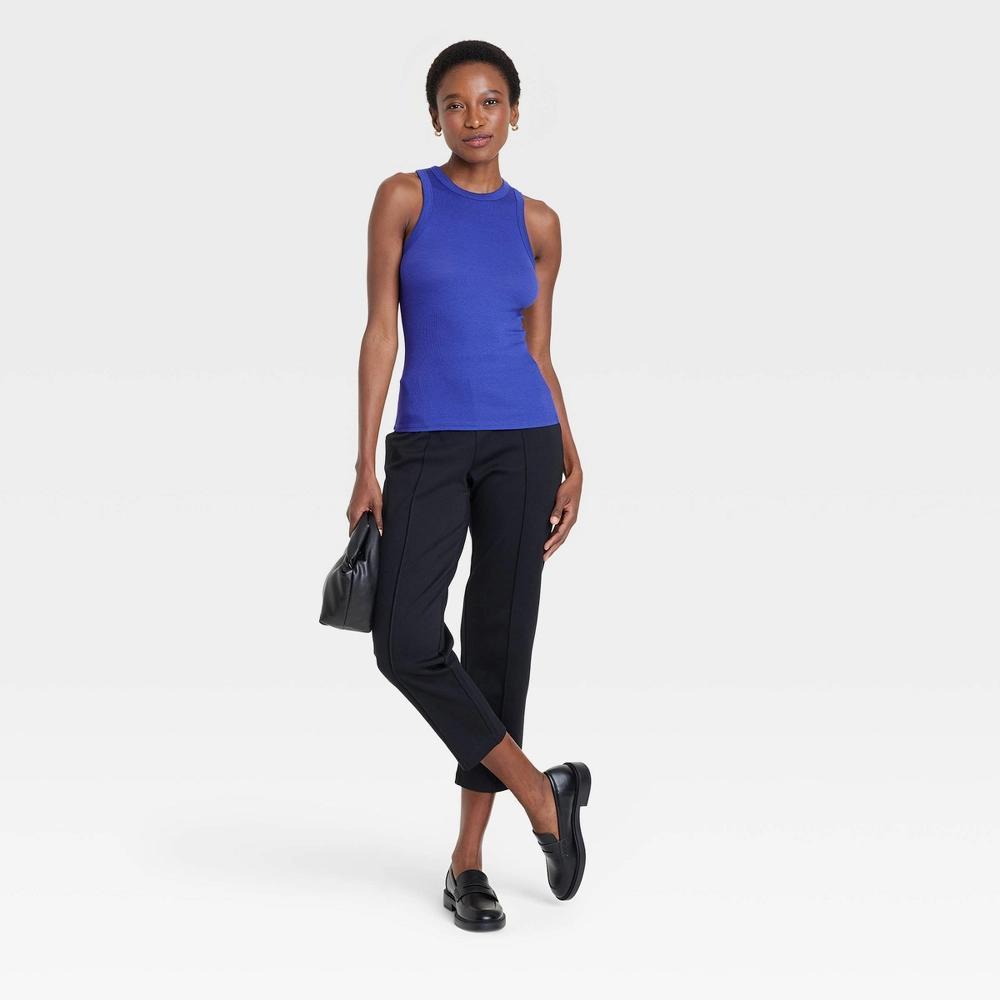 Womens Slim Fit Ribbed Tank Top - A New Day Blue S: Lightweight Sleeveless Pullover Shirt Product Image