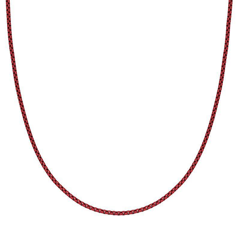Men's LYNX Red Acrylic Coated Stainless Steel 3mm Box Chain Necklace, Size: 18" Product Image