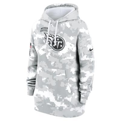 Women's Nike Arctic Camo Tennessee Titans 2024 Salute To Service Club Fleece Oversized Pullover Hoodie, Size: XS, Team Product Image