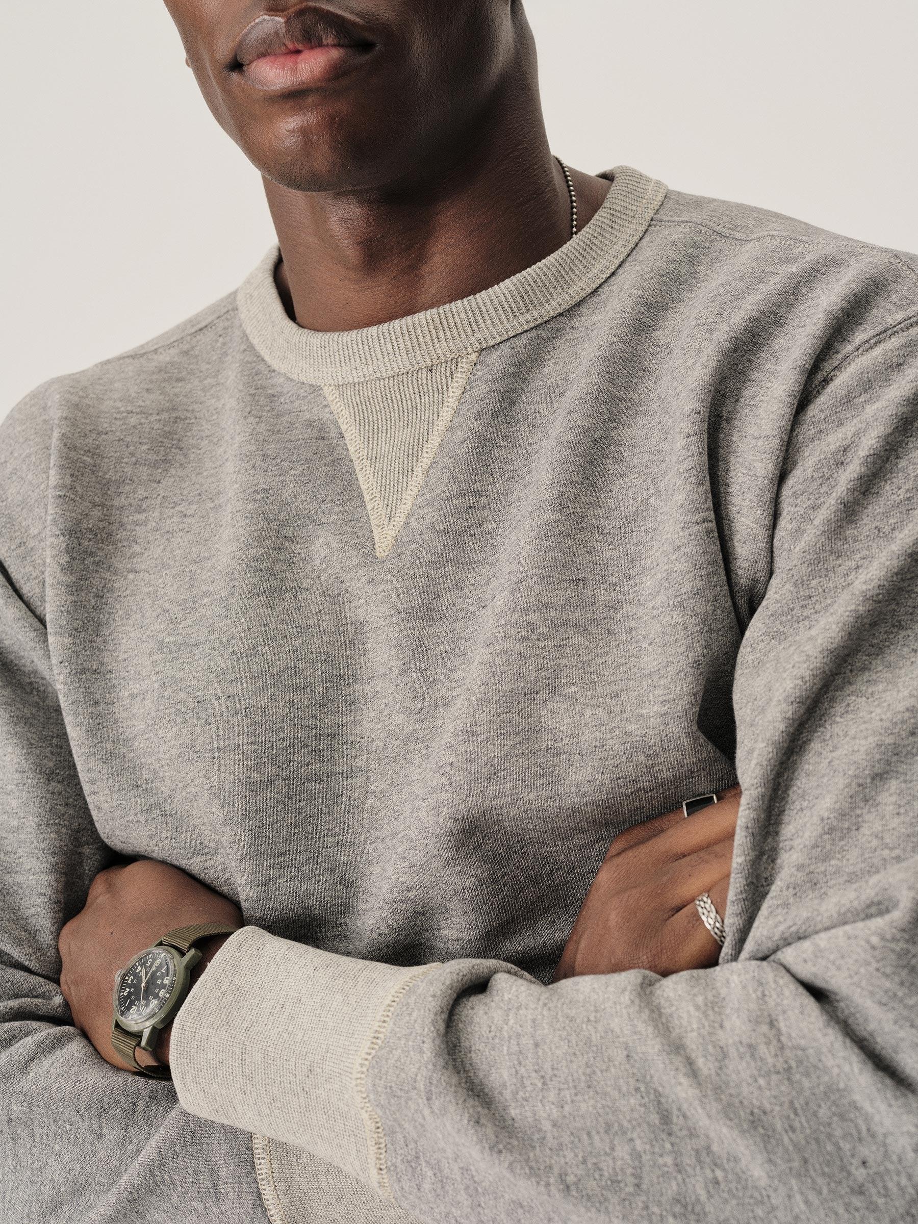 Heather Grey Welterweight Double V Crew Sweatshirt Product Image