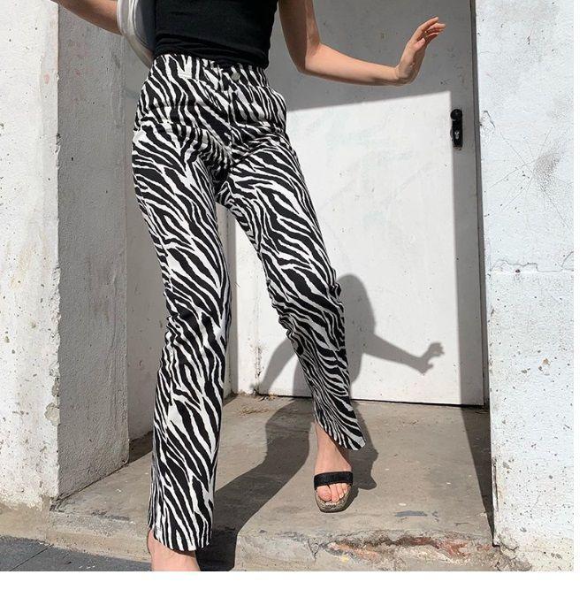 Zebra Print Flared Pants Product Image