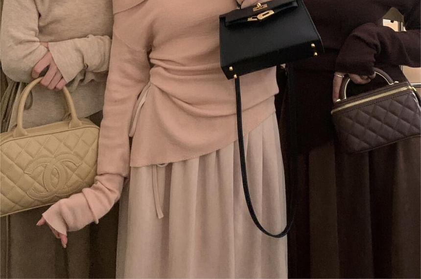 Off-Shoulder Plain Sweater Product Image