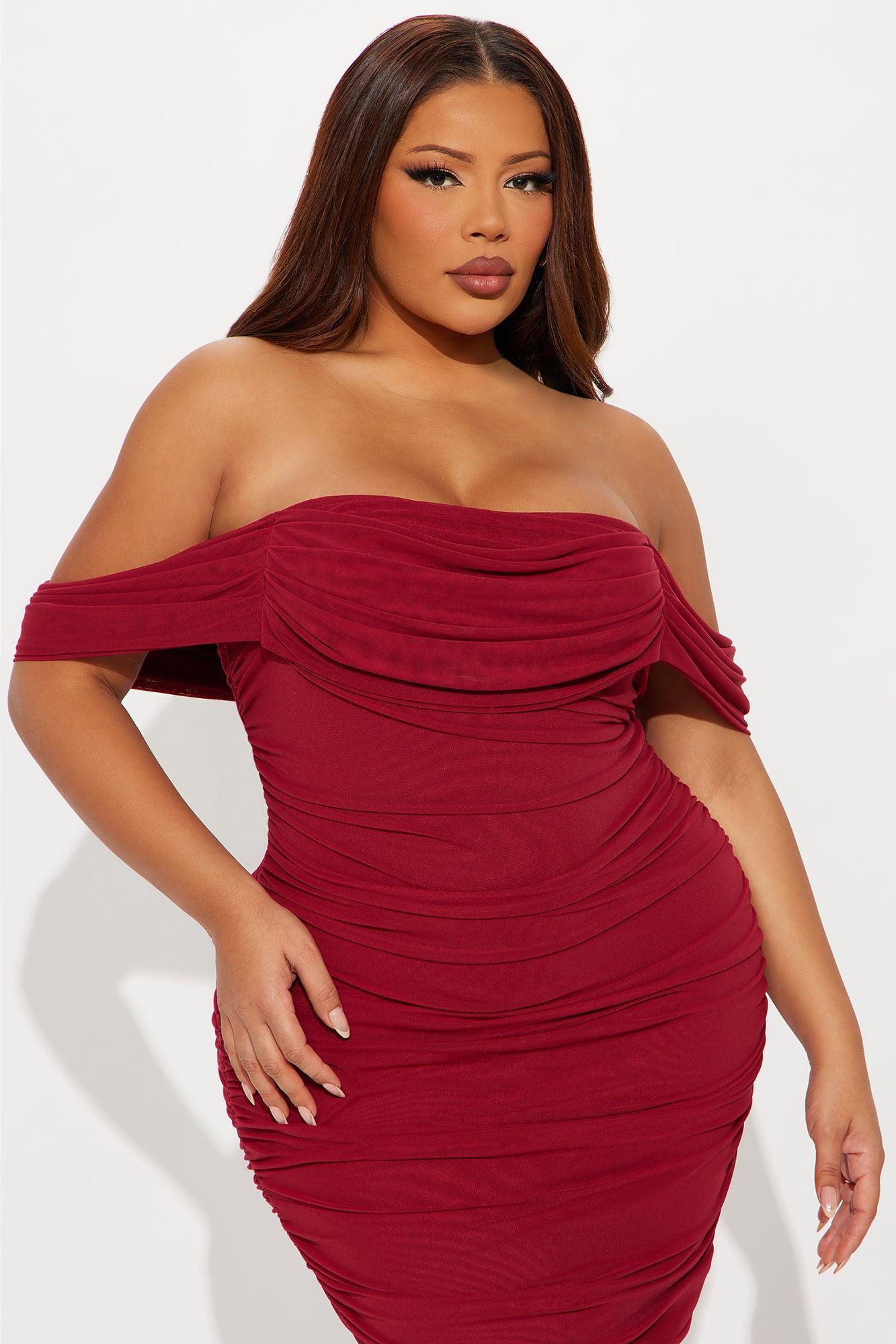 Bad For The Night Bandage Midi Dress - Wine Female Product Image