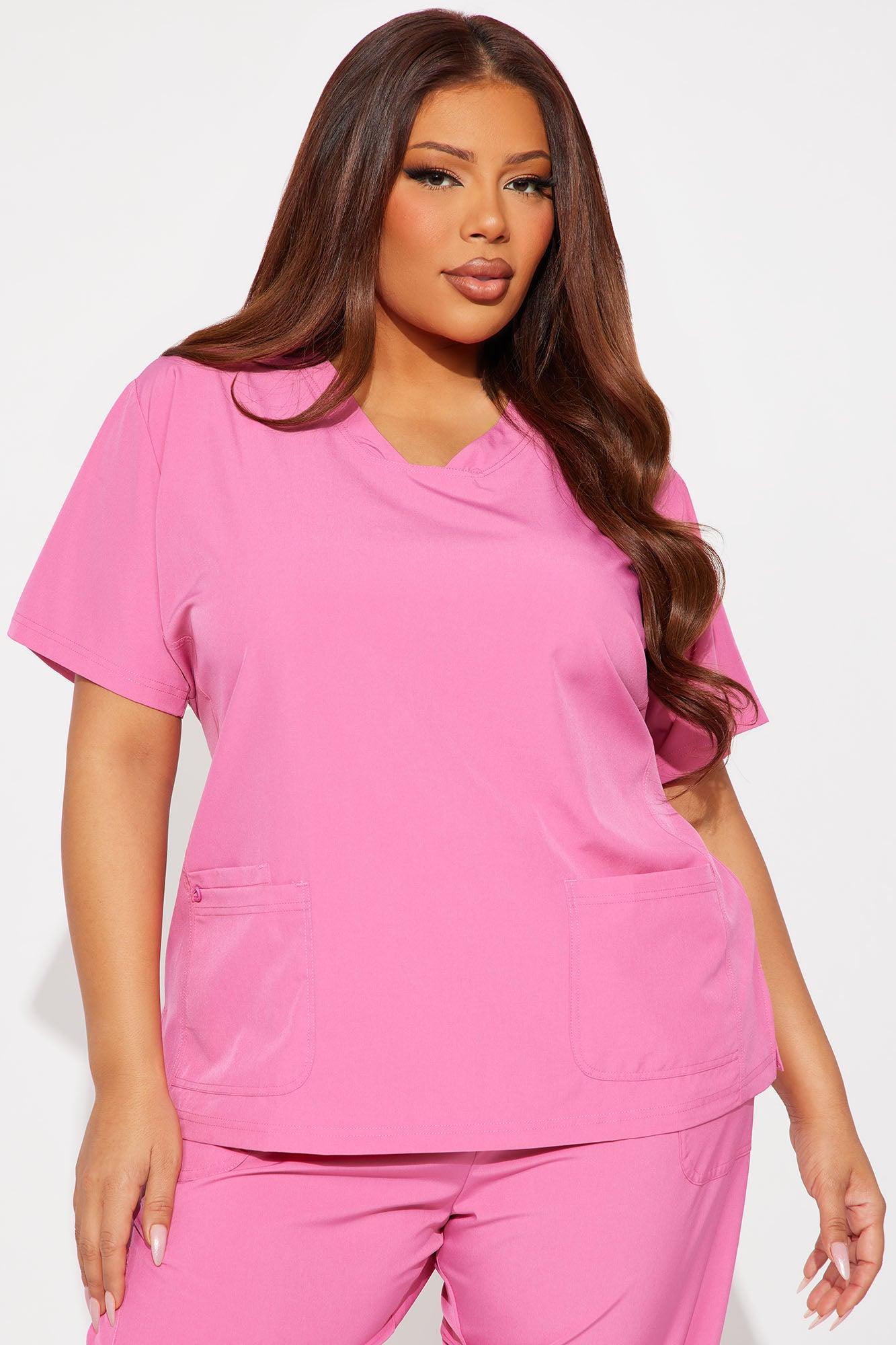 Care For You 4 Way Stretch Scrub Uniform Jogger Set - Hot Pink Female Product Image