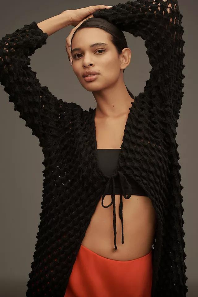 Maeve Long Front-Tie Popcorn Cardigan Product Image