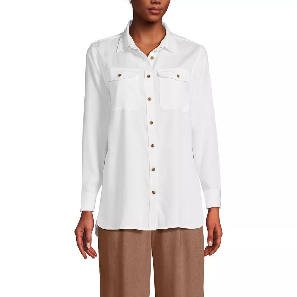 Women's Lands' End Heritage Long Sleeve Shirt, Size: Medium, Soft Blue Product Image