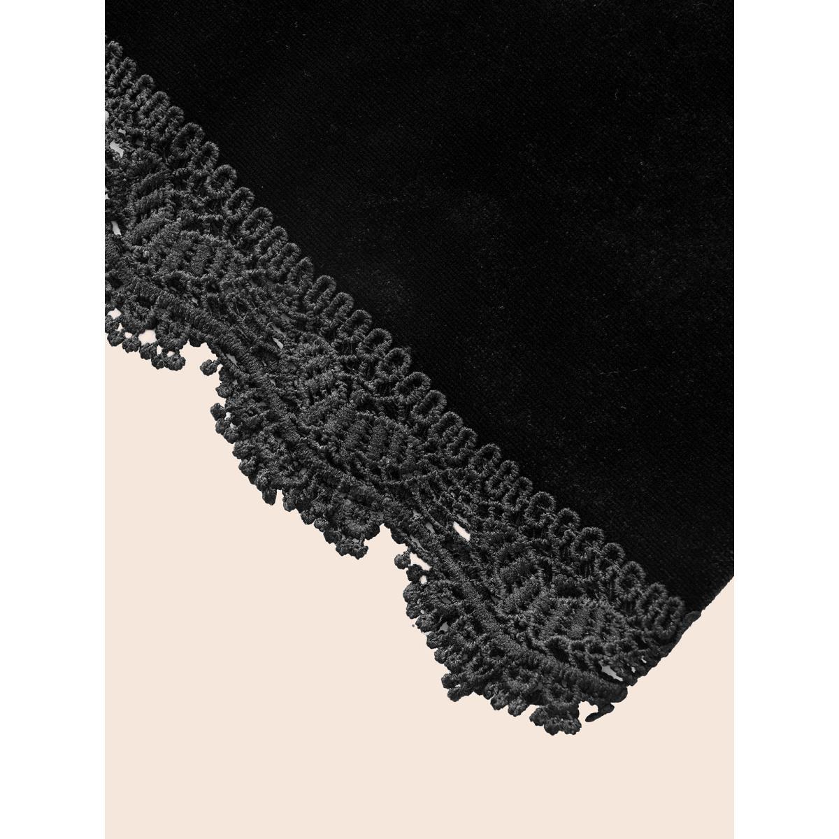 Plus Size Spellbound Velvet Sweetheart Neckline Midi Dress Black Women Cocktail Woven ribbon&lace trim Party Curvy Bloomchic 26/4X Product Image