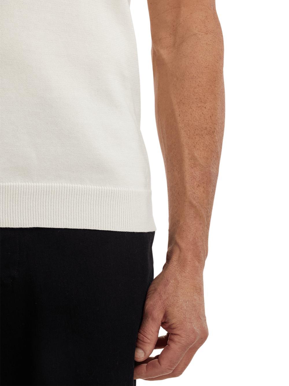 Supima Cotton Three Button Polo - Off White Product Image