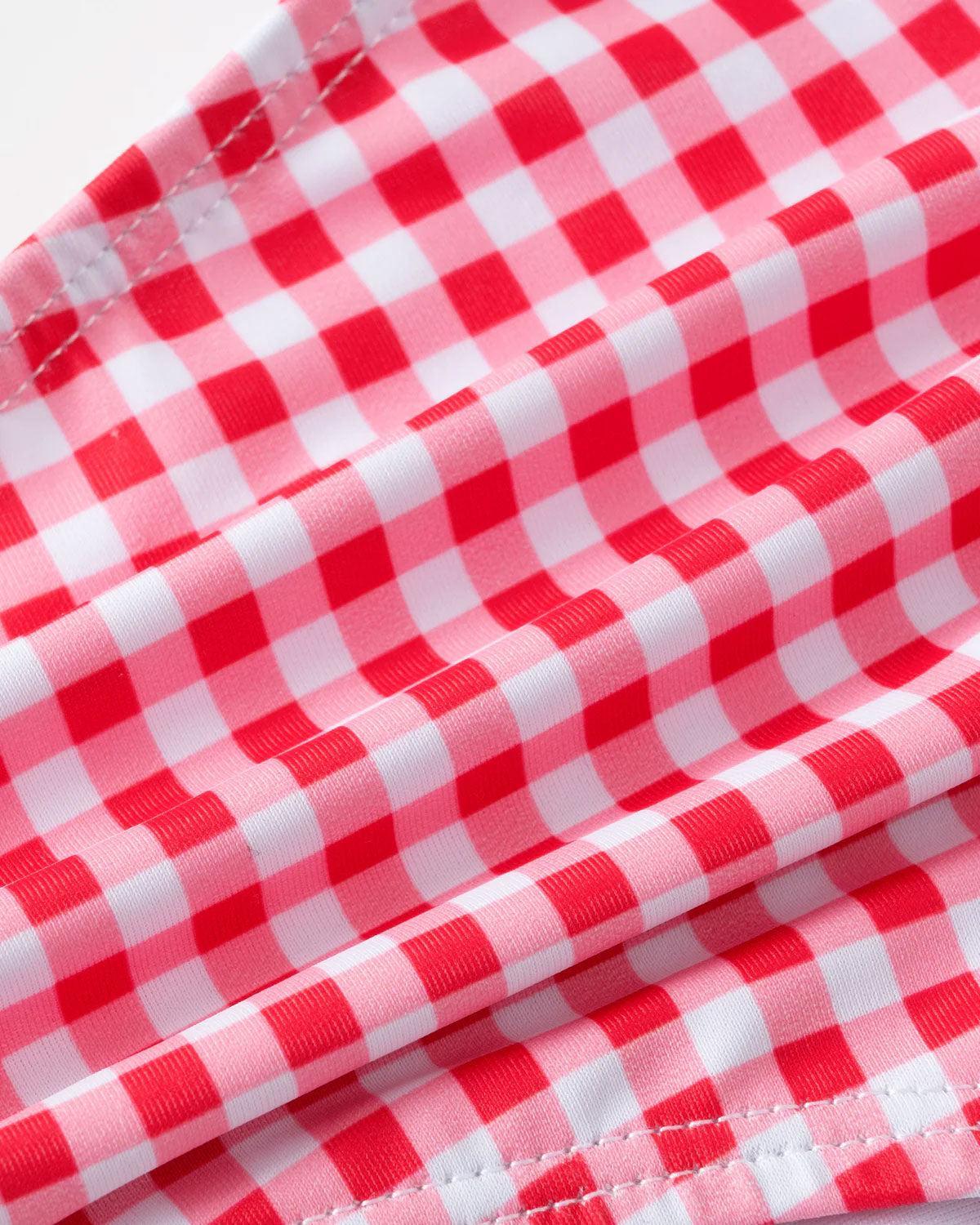 Red Plaid Drawstring Bikini Set Product Image