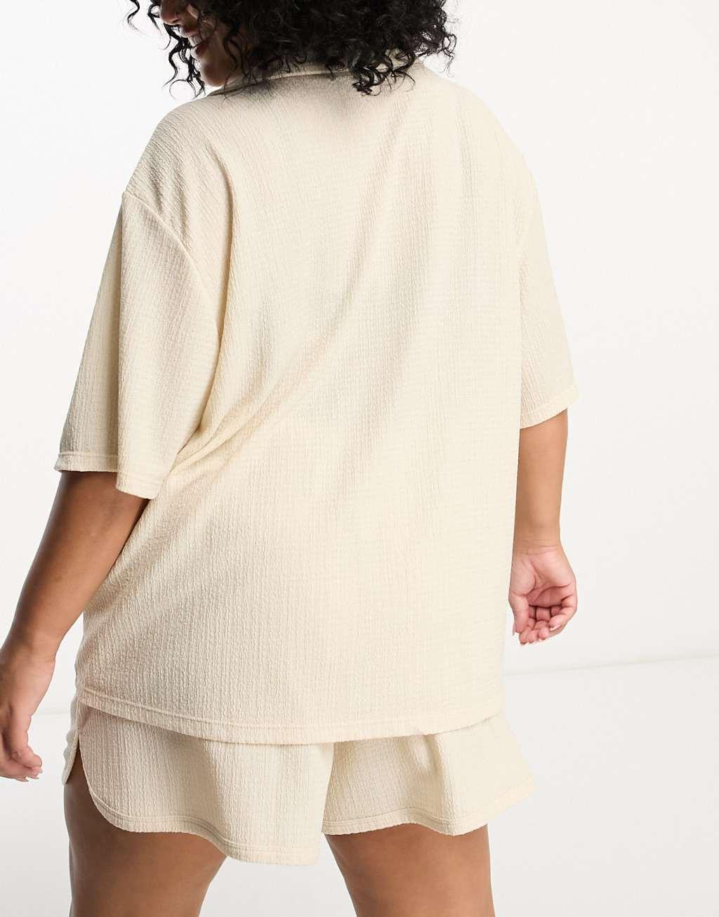 Loungeable Curve boxy pajama shirt and running short set Product Image
