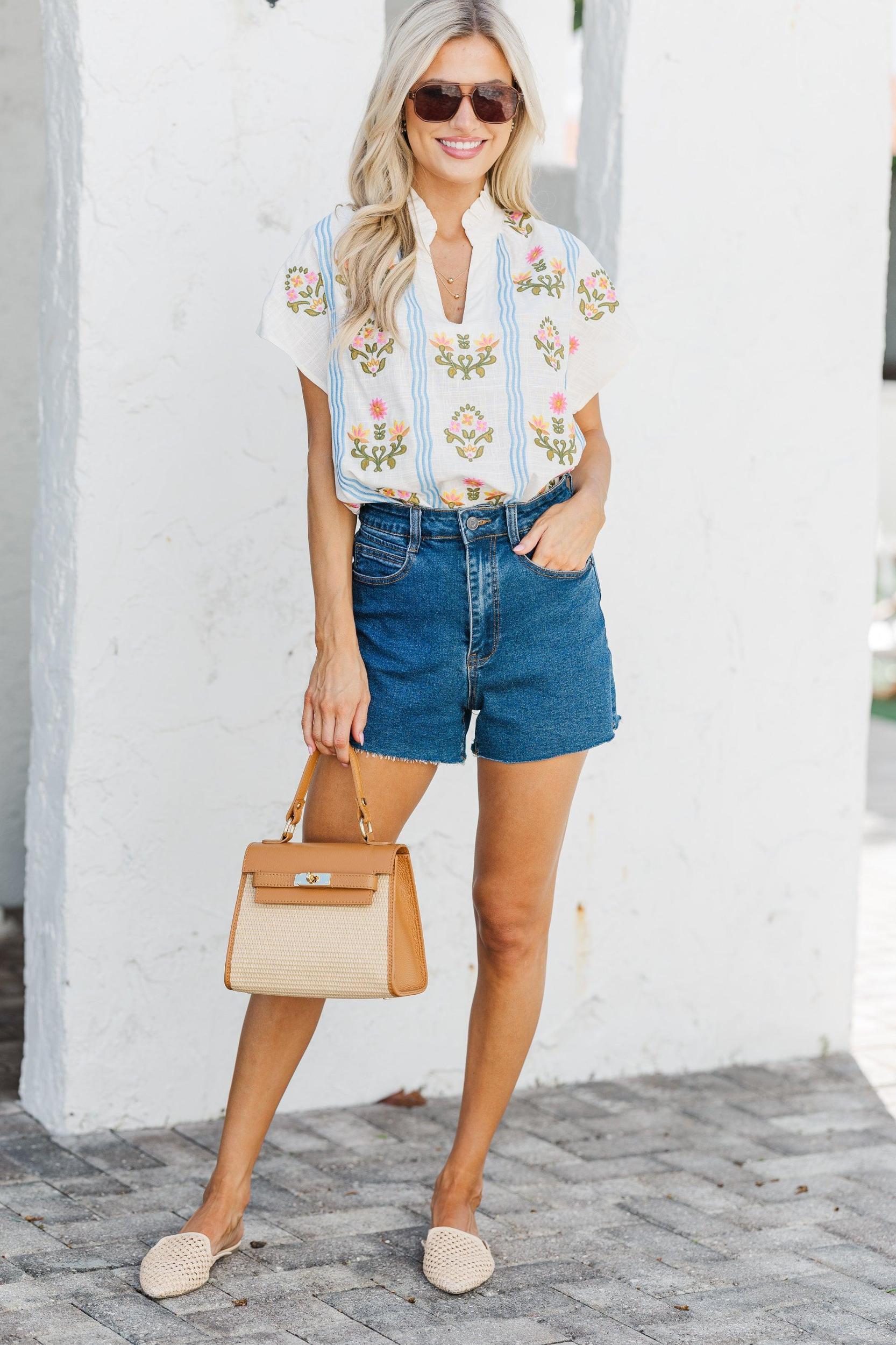 THML: The Lively Cream Medallion Blouse Female Product Image
