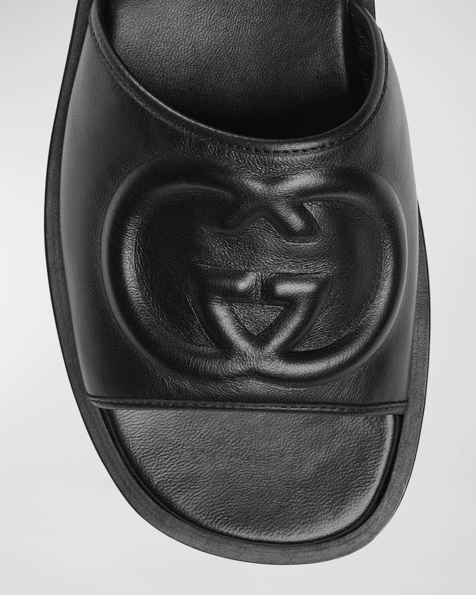 Men's Leather Interlocking G Slide Sandals Product Image