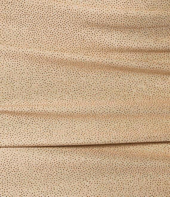 Honey and Rosie Glitter Knit Scoop Neck Spaghetti Strap Low Back Shirred Gown Product Image