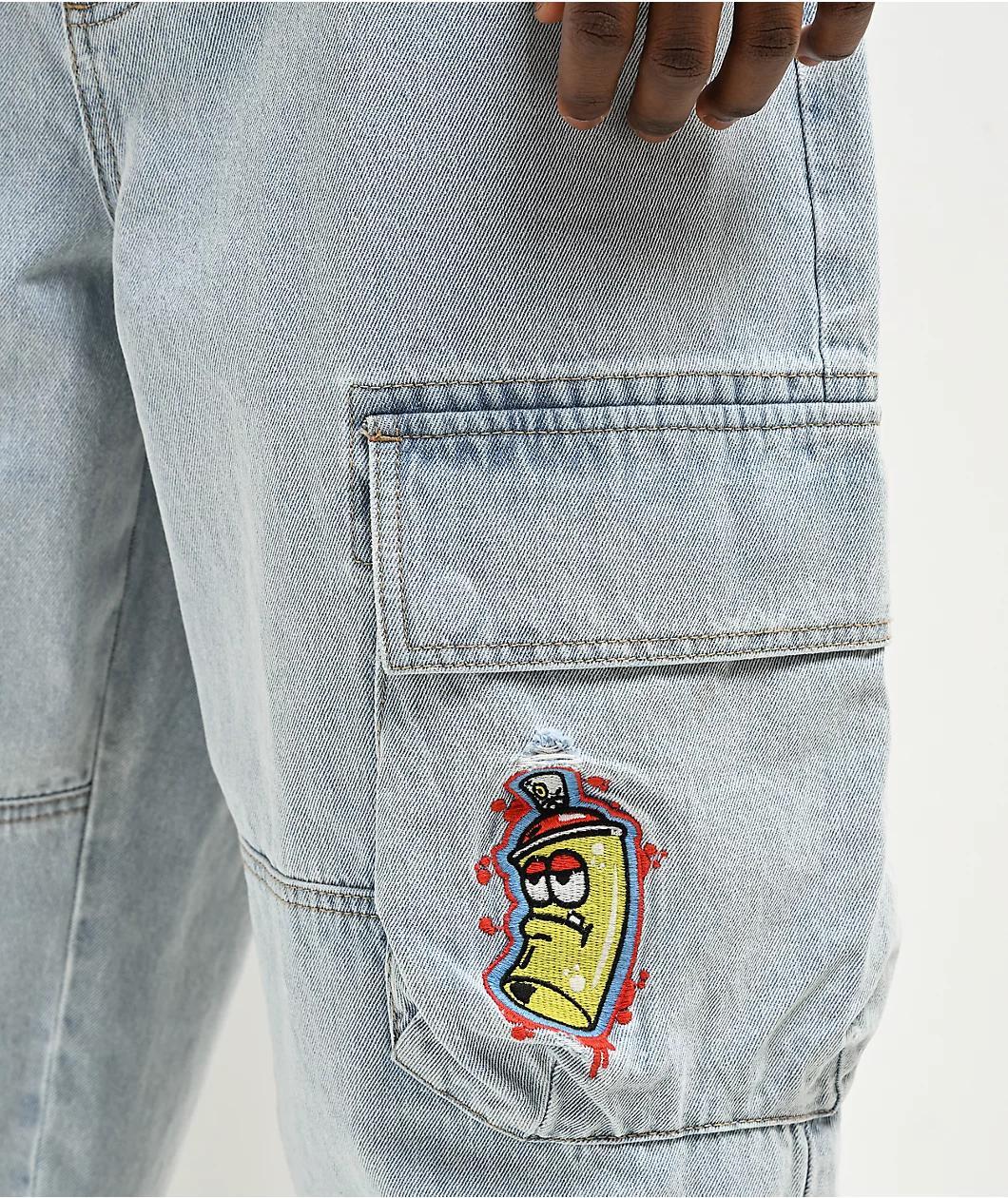 Empyre Ultra Loose Embroidered Can Denim Cargo Pants Product Image