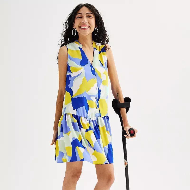 Womens Nine West Adaptive Button Front Ruffle Hem Dress, Womens Product Image