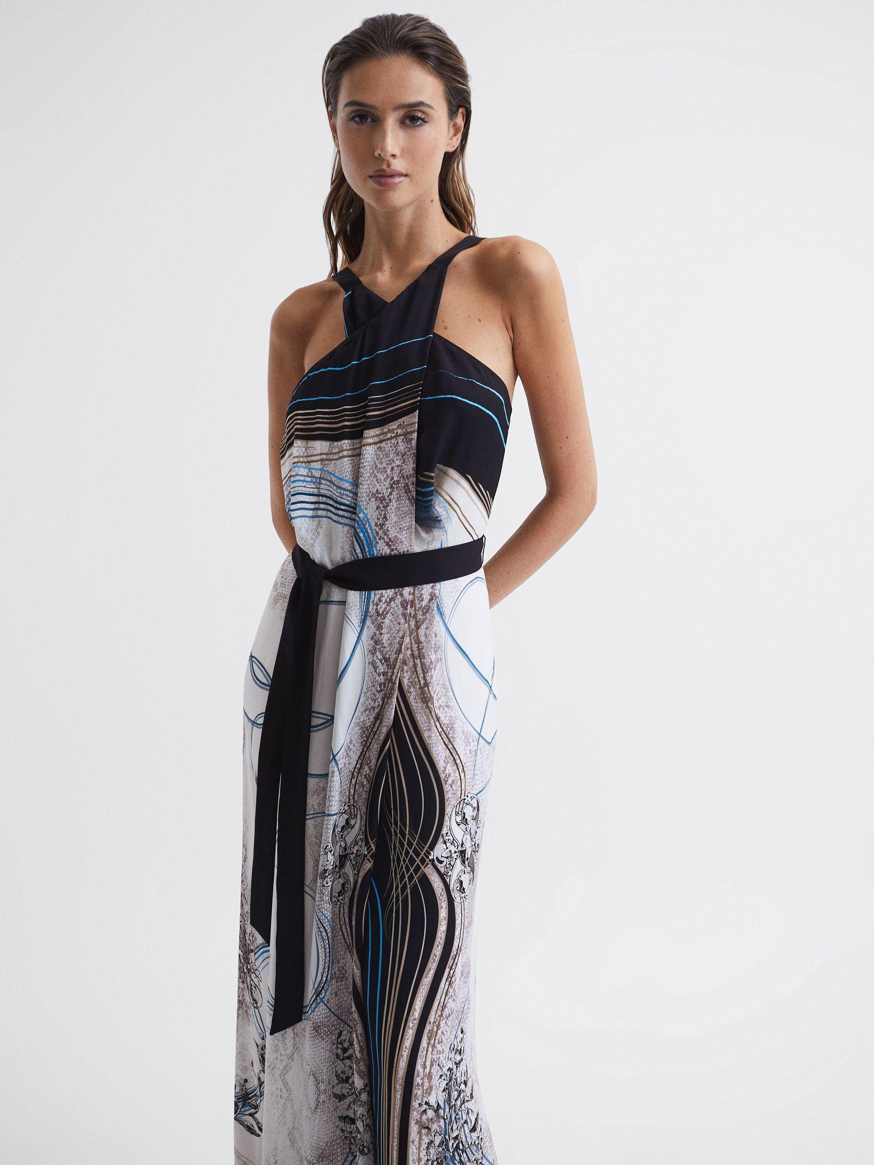Jewel Print Maxi Dress in Navy Product Image